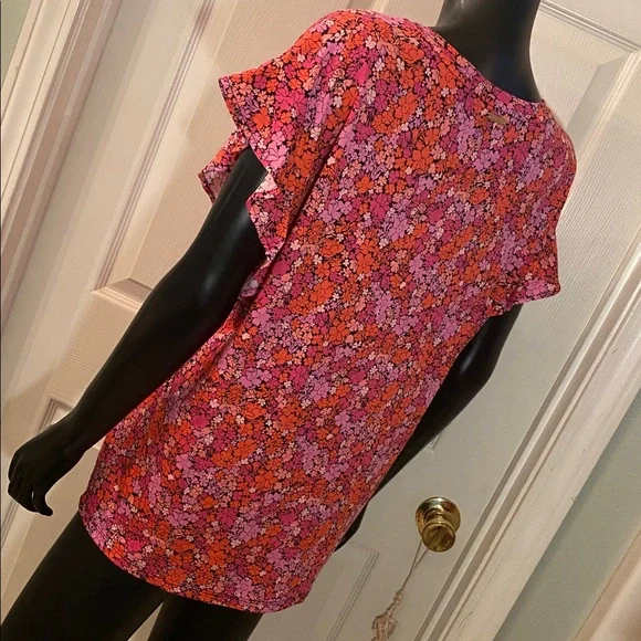 Michael Kors Pink and Orange Floral Short Sleeve Top NWTs - Picture 6 of 11